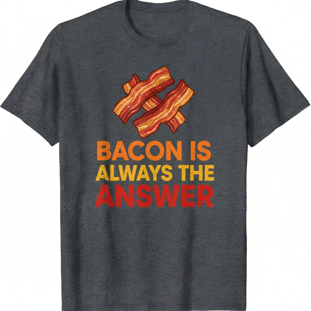 Camiseta Essencial "Bacon Is Always The Answer" | 100% Algodão, Unissex, Ajuste Regular