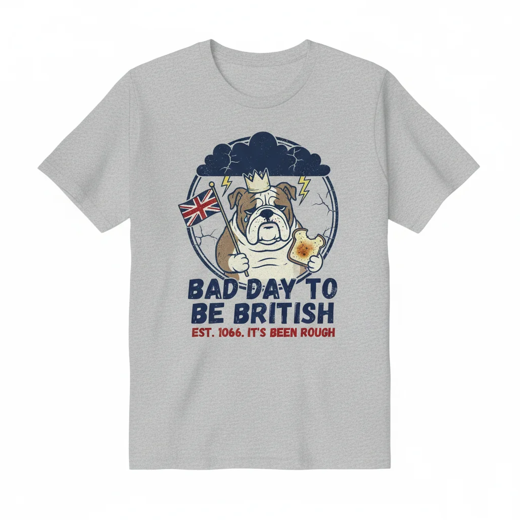 Embrace the Humor: "Bad Day To Be British" Distressed Essential T-Shirt
