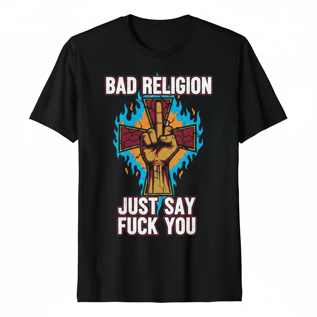 Bad Religion "Just Say Fuck You" Durable Band Tee – Eco-Friendly & Pre-Shrunk