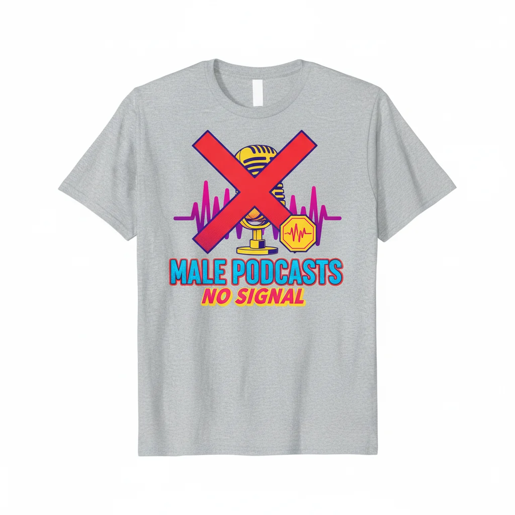 Ban Male Podcasts Graphic T-Shirt – Statement Tee for Women