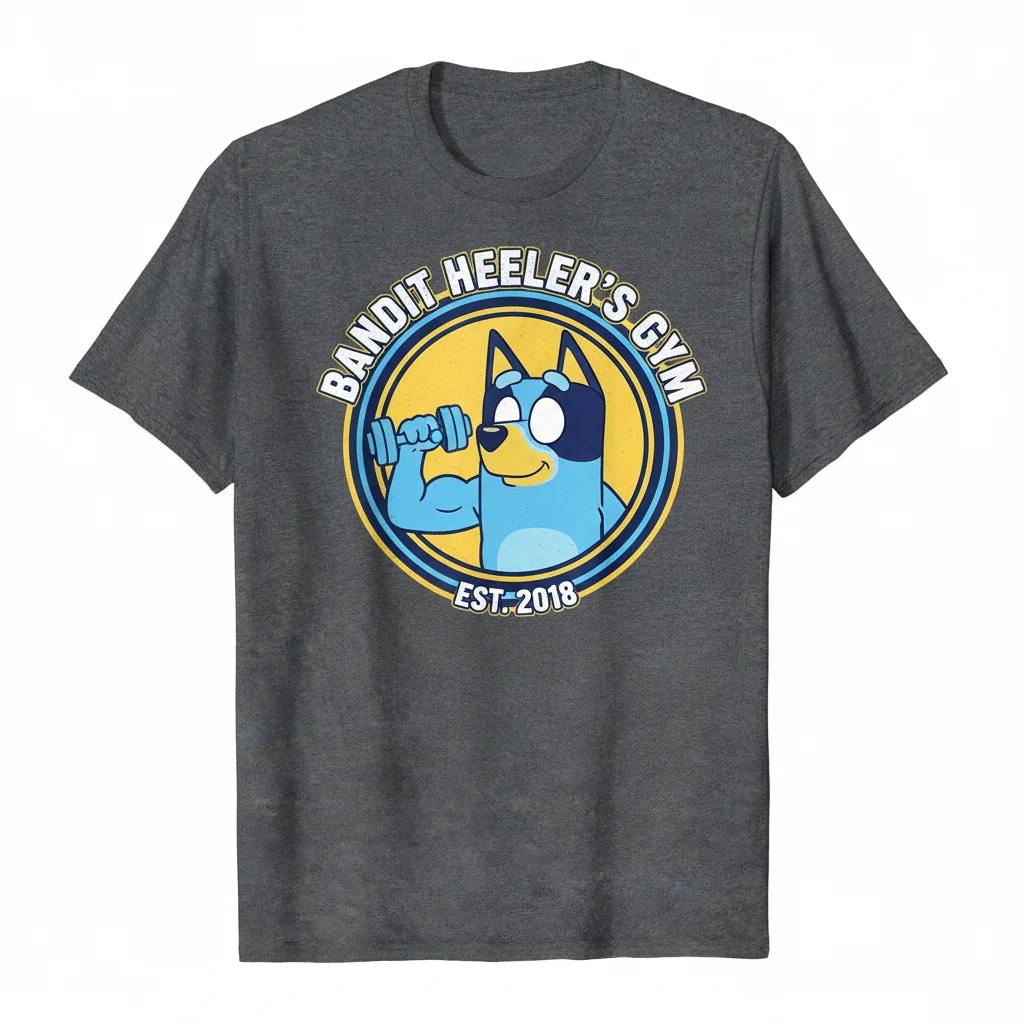 Bandit Heeler's Gym Bluey T-Shirt - Official Character Apparel