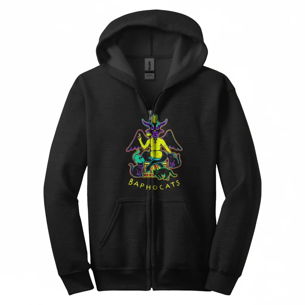 Baphocats (1) Unisex T-Shirt Zip Hoodie - Cute Satanic Cat Apparel