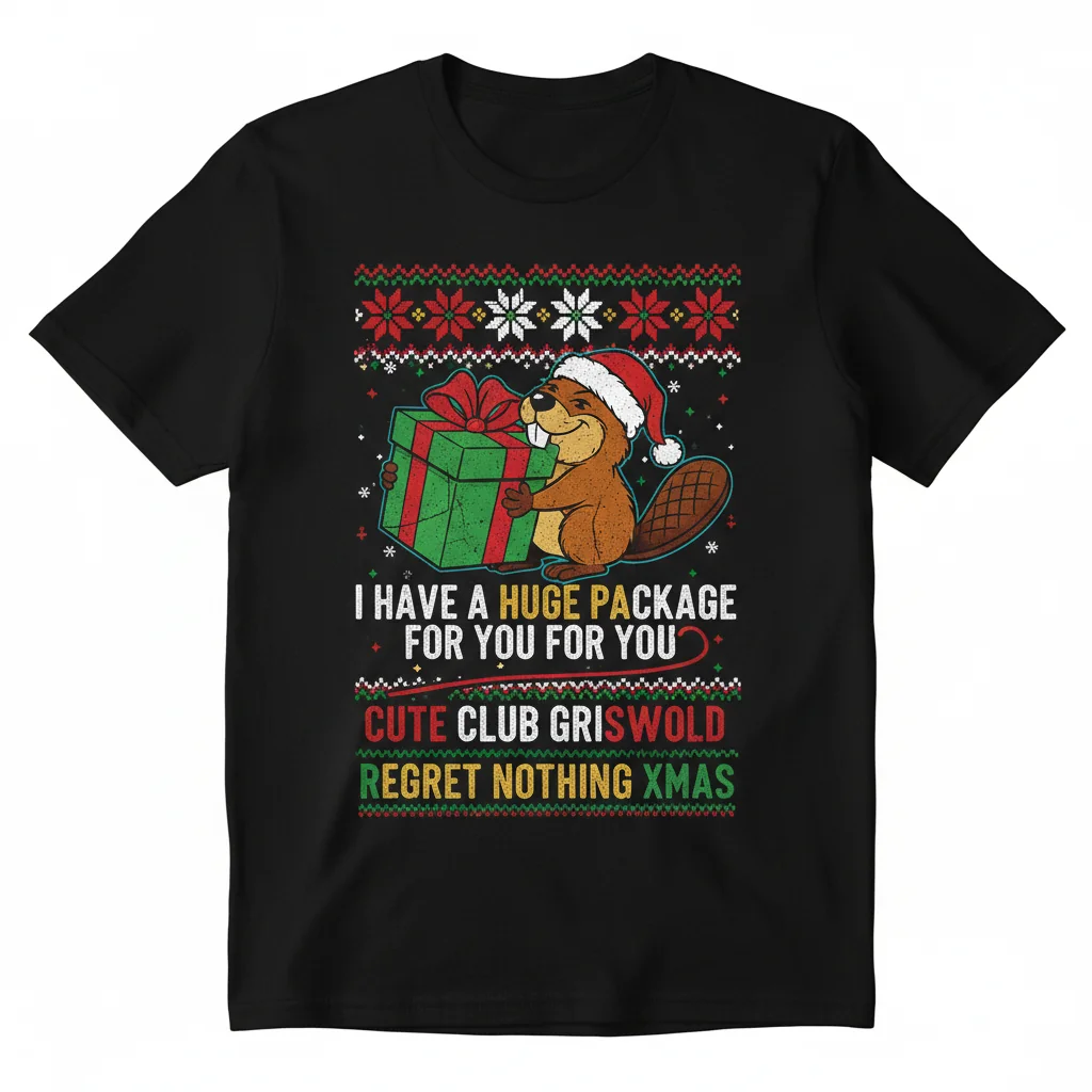 Barry Wood Ugly Christmas Sweater - Hilarious 'Huge Package' Xmas T-Shirt
