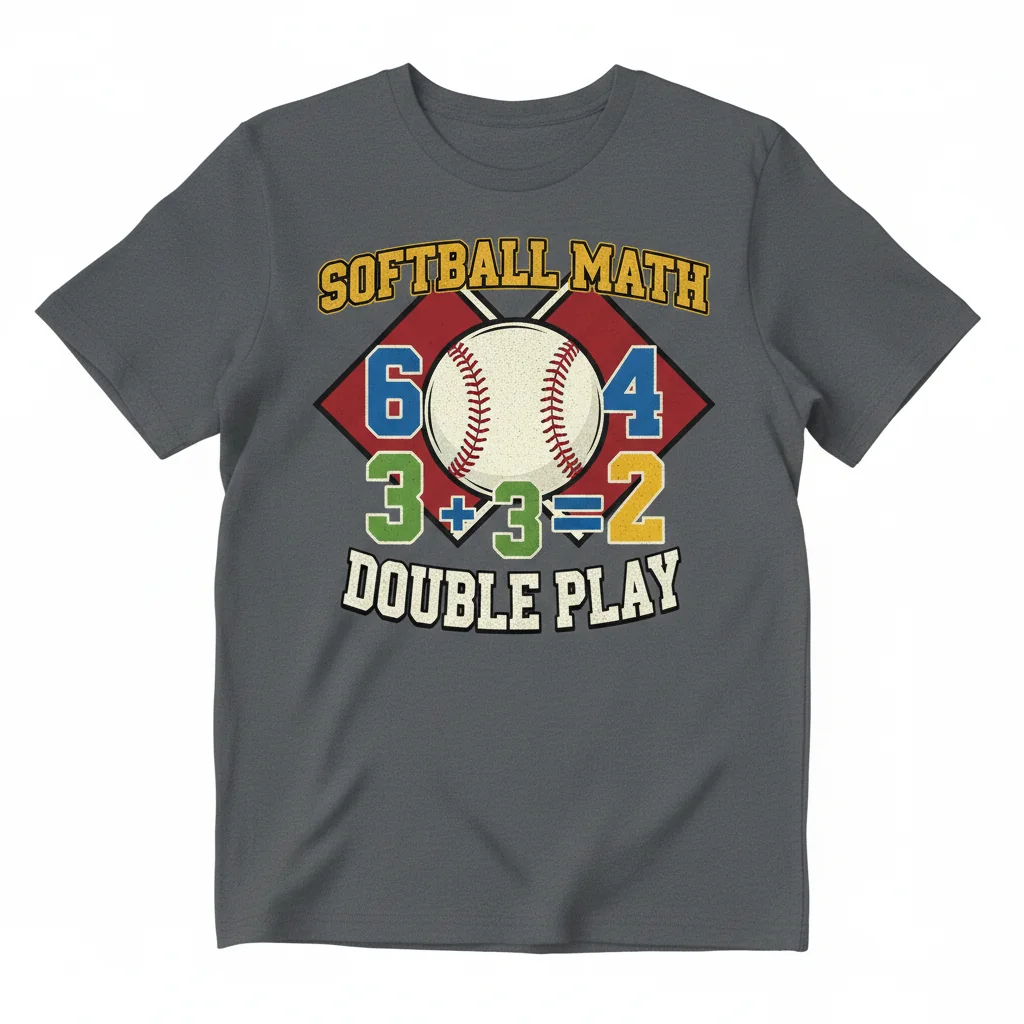 Baseball 6-4-3-2 Double Play Softball Math Equation Essential T-Shirt – Premium Ring-Spun Cotton