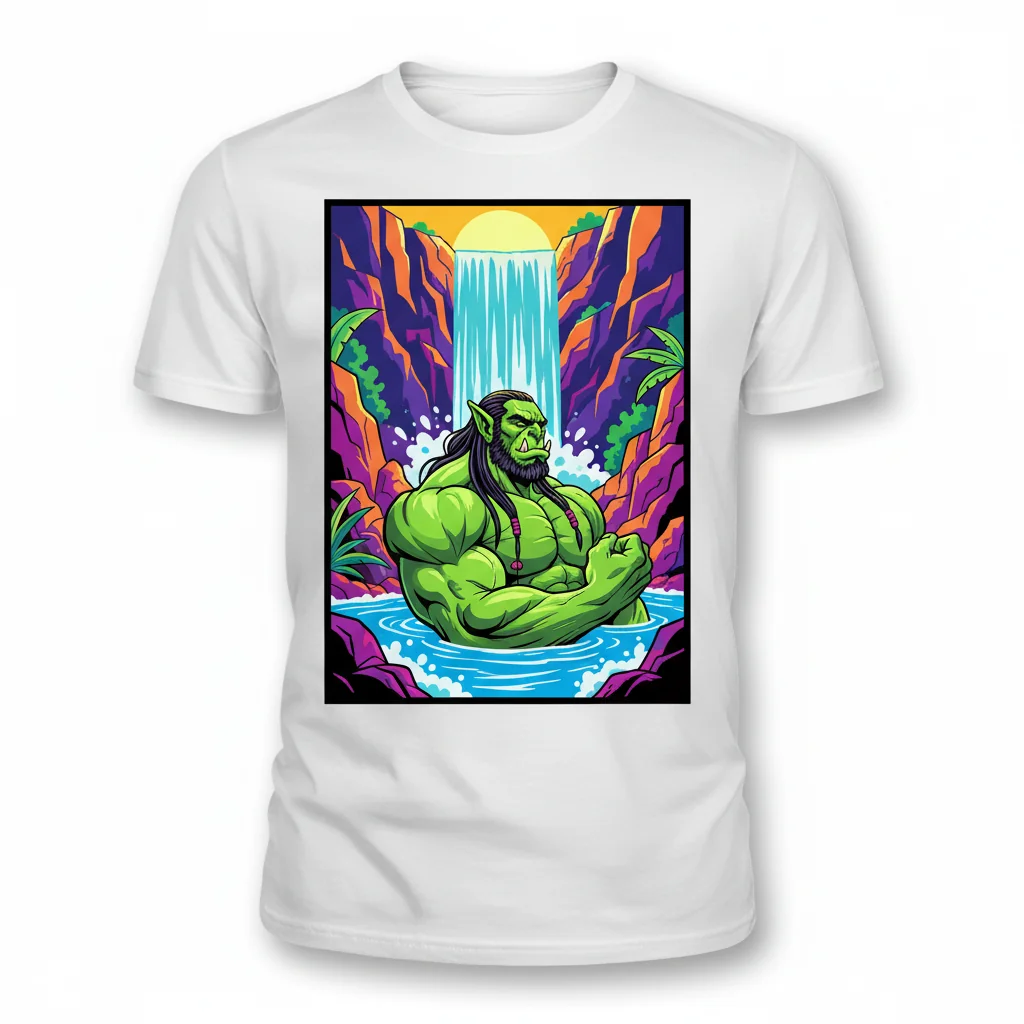 Embrace Strength & Artistry: The Bathing Orc Muscular Bara Art T-Shirt