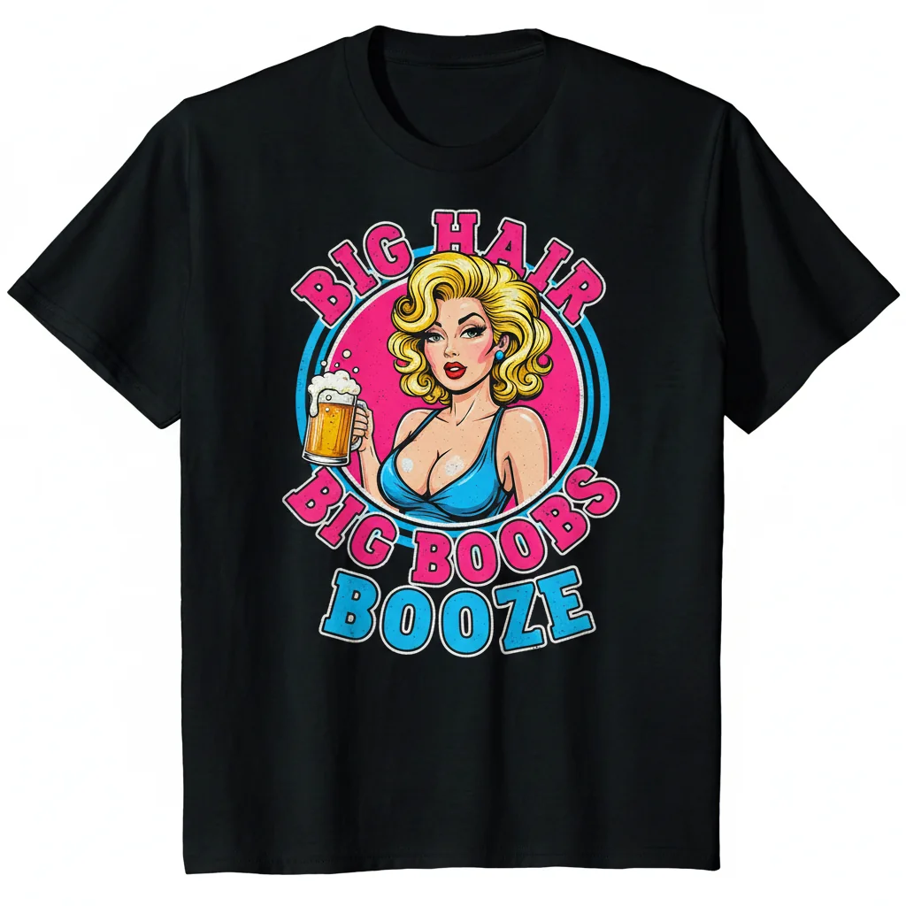 BBW 'Big Hair, Big Boobs and Booze' Essential T-Shirt – Premium Ring-Spun Cotton Tee