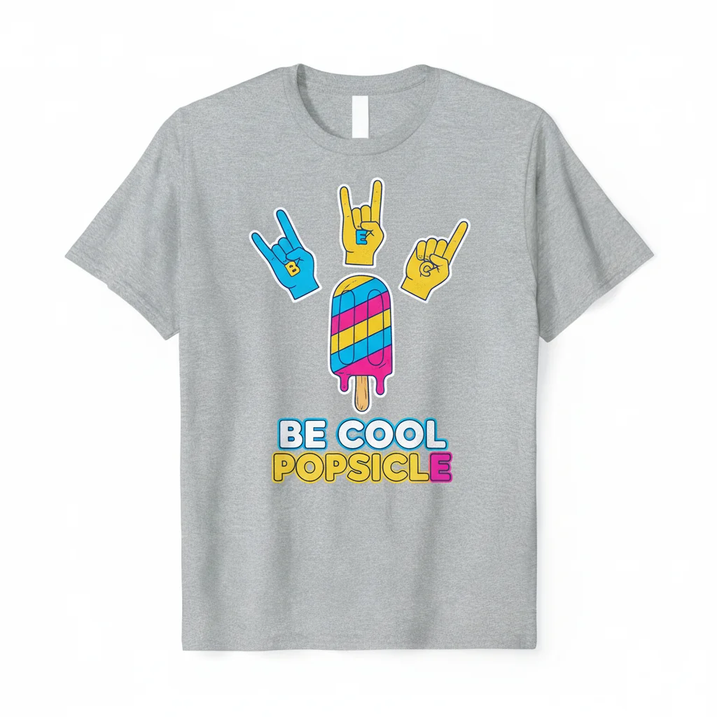 Be Cool Popsicle ASL Sign Language Art Essential T-Shirt - 100% Cotton, Unisex Fit