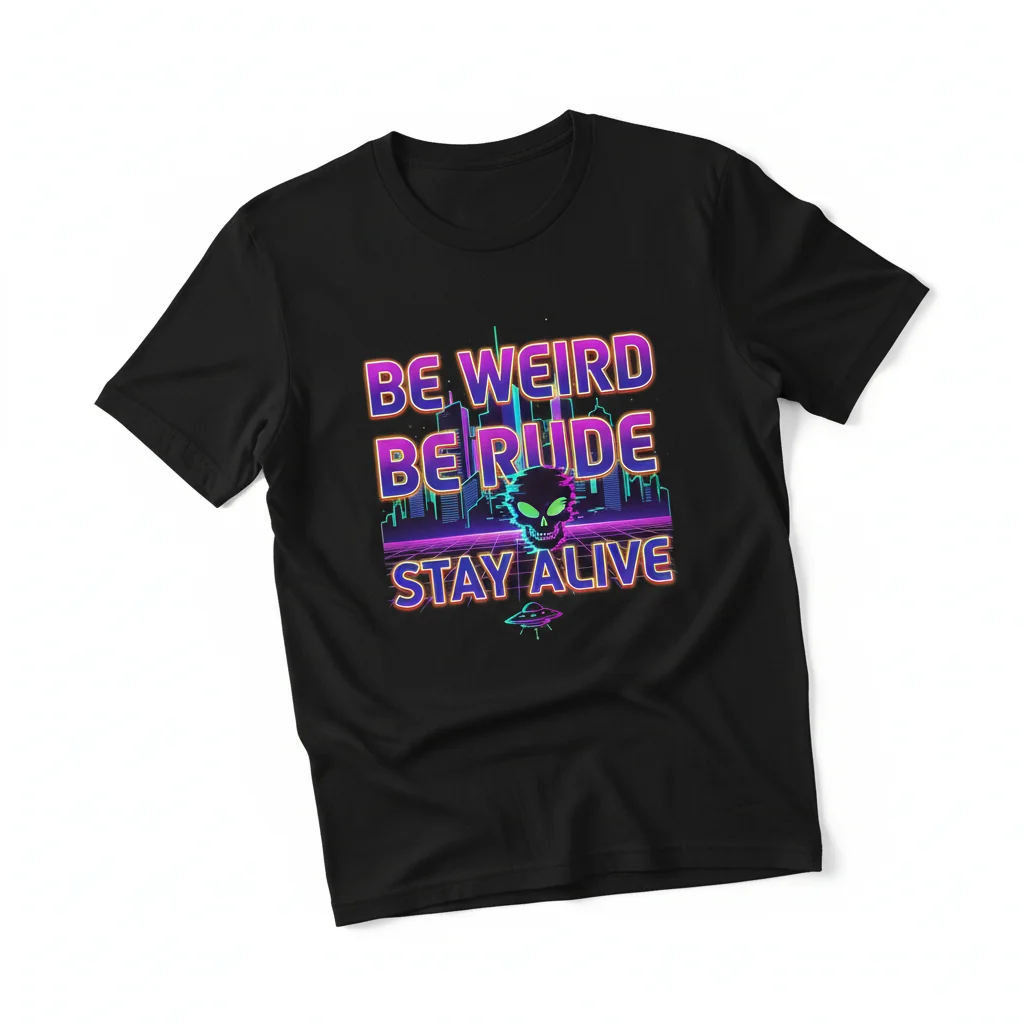 Stay Alive. Be Weird. Be Rude. Tee.