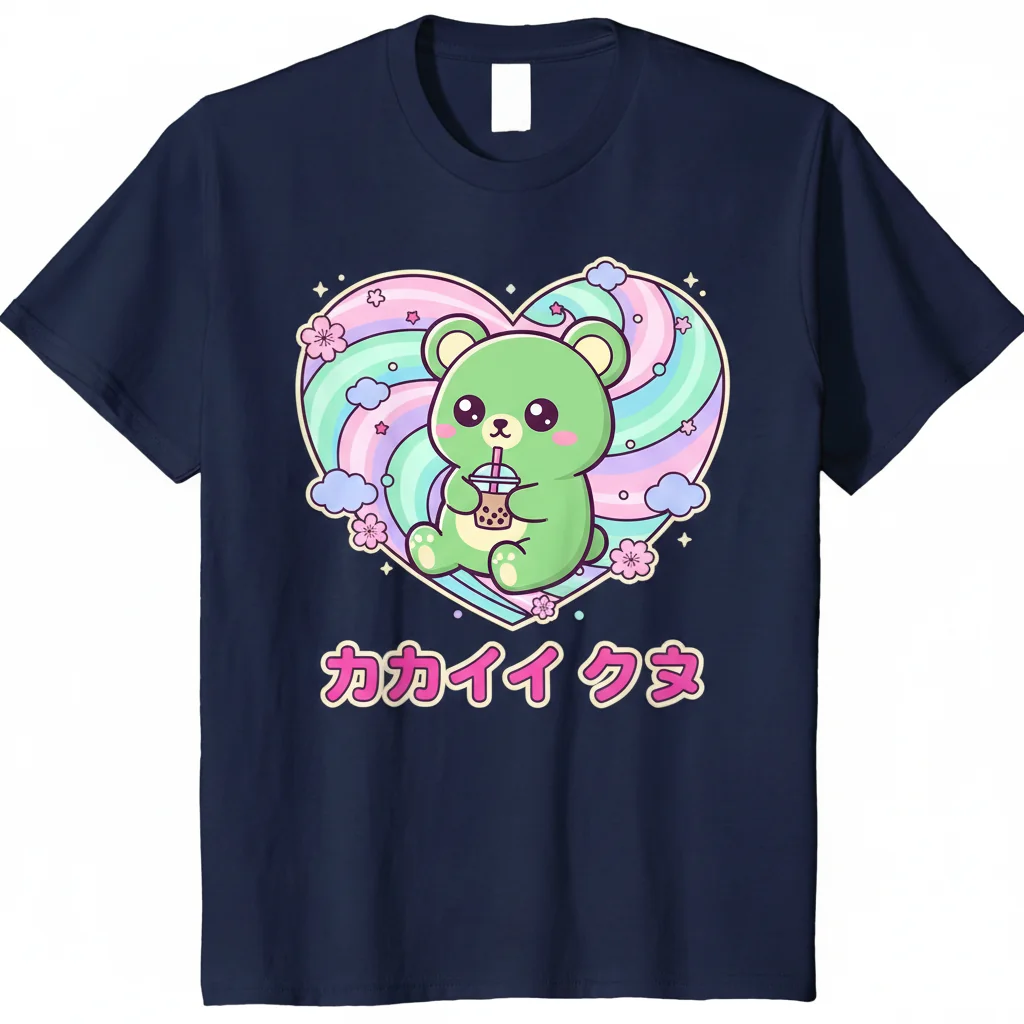 Whimsical Bear Green Kawaii Pastel Aesthetic Essential Tee