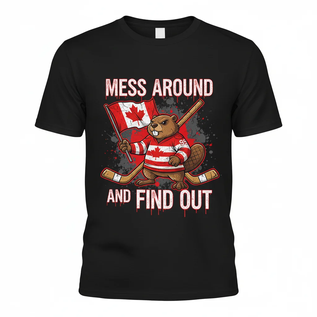 Canadian Beaver Flag Hockey 'Mess Around & Find Out' T-Shirt