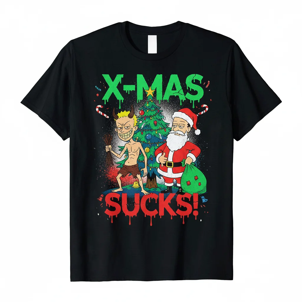 Beavis and Butt-Head Santa & Krampus X-Mas Sucks Unisex Shirt