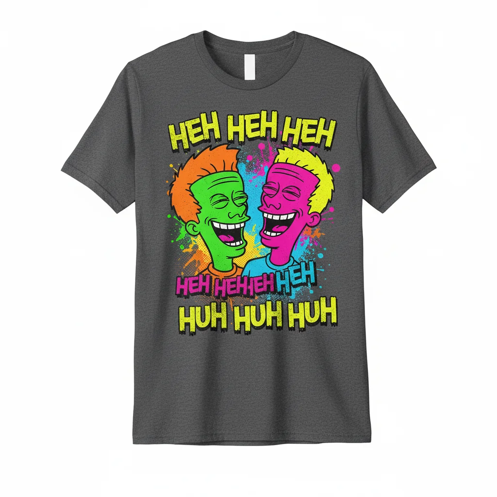 Beavis and Butthead Laughing Text Essential T-Shirt – Classic MTV Cartoon Tee