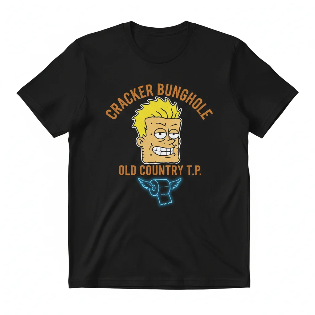 Beavis Cracker Bunghole Cracker Barrel Parody Logo T-Shirt