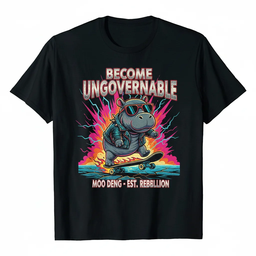 Become Ungovernable Funny Moo Deng Baby Pygmy Hippo Unisex T-Shirt