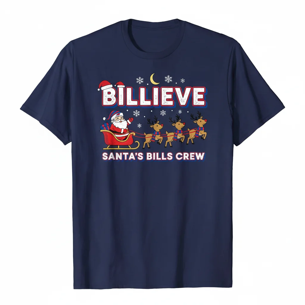 Bellieve Santa Reindeer Buffalo Bills Fan T-Shirt - Premium Cotton