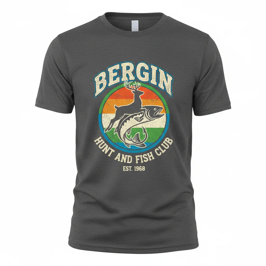 Bergin Hunt and Fish Club Distressed T-Shirt | Vintage Graphic Tee