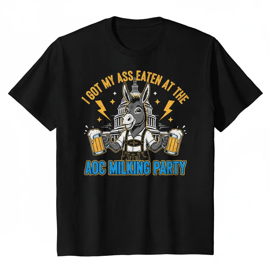 AOC Milking Party Funny Political Satire T-Shirt