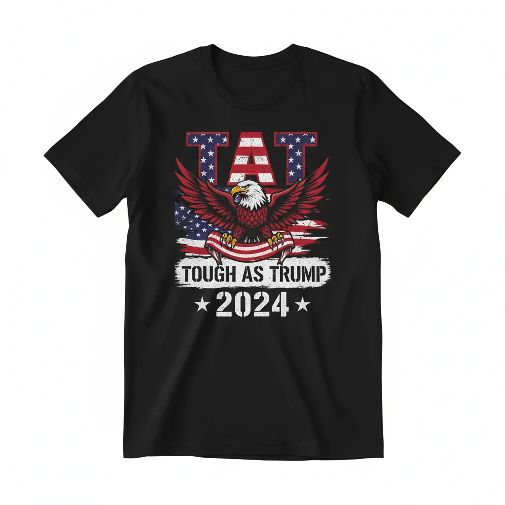 Tough as Trump 2024 American Flag T-Shirt – Patriotic Apparel