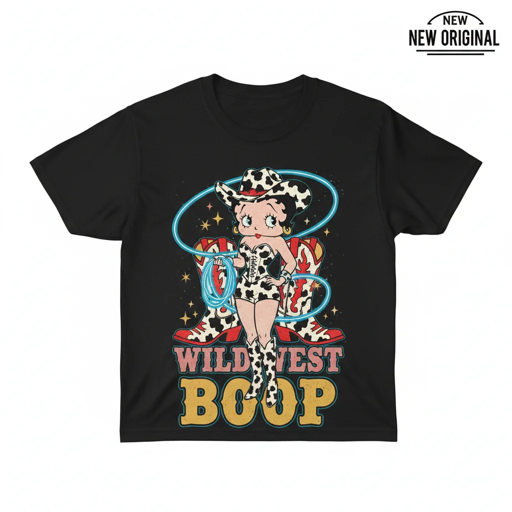 Betty Boop Cowgirl Western Cow Print T-Shirt – Essential Style