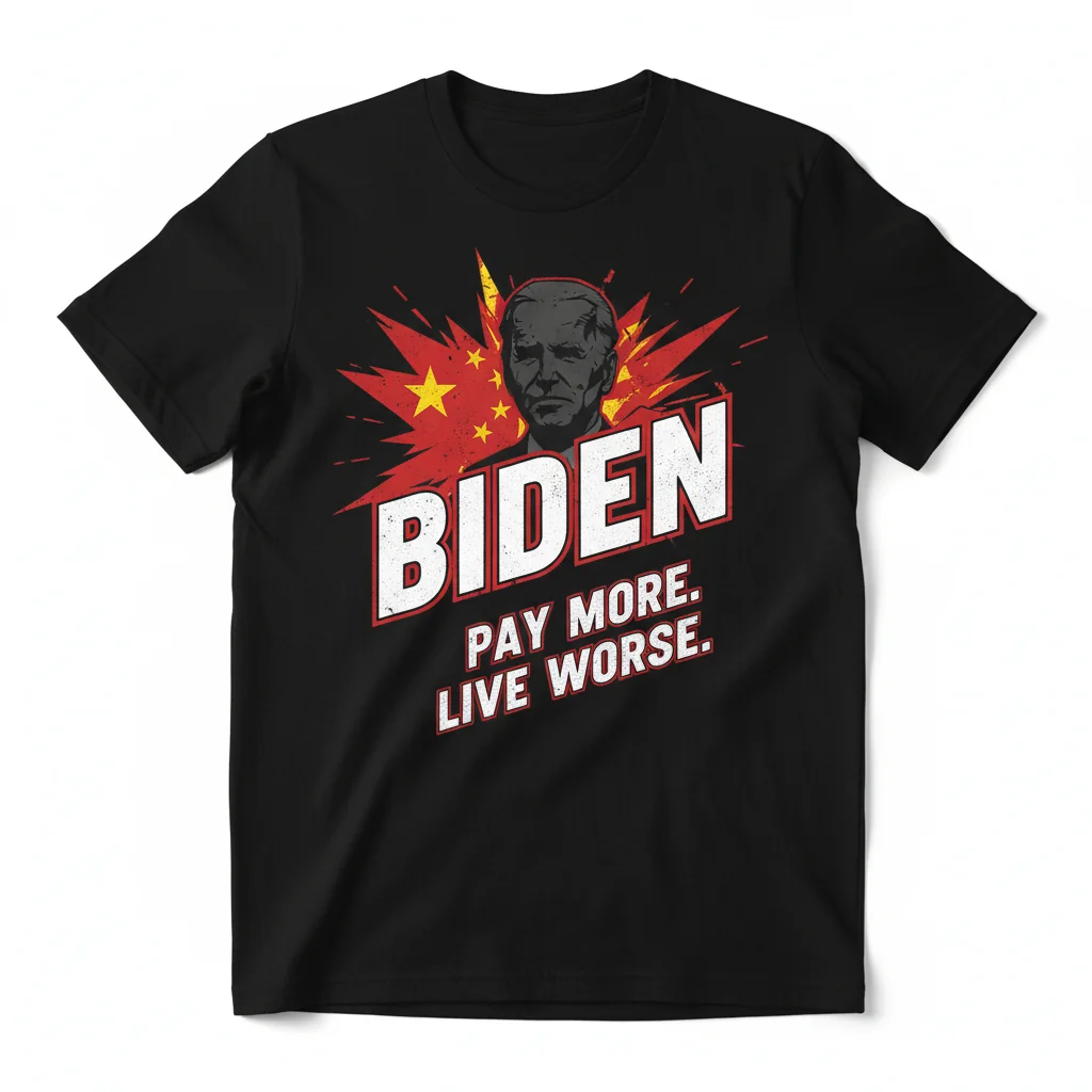 Biden 'Pay More Live Worse' China Flag Political T-Shirt