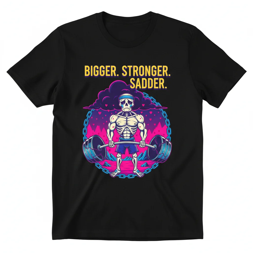 Bigger Stronger Sadder Skeleton Shirt | Humorous Graphic Tee