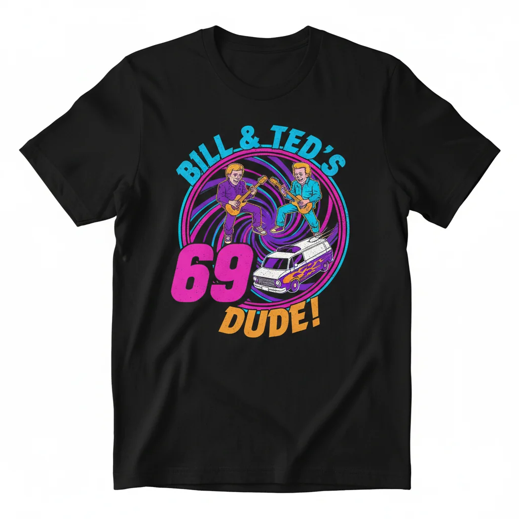 Bill & Ted "69 Dude" Essential Graphic Tee - Iconic Movie Quote Shirt