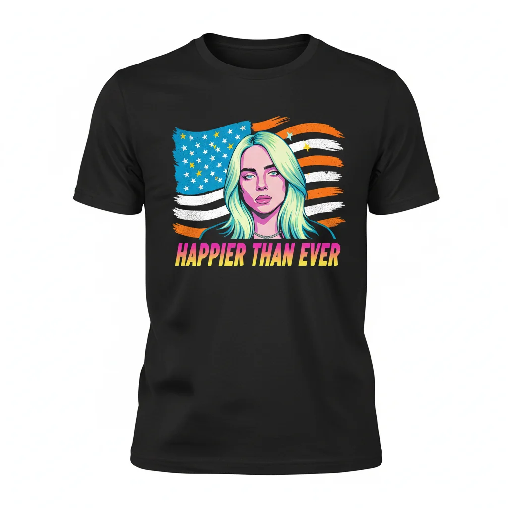 Billie Eilish Happier Than Ever American Flag Tee - Officially Licensed Apparel
