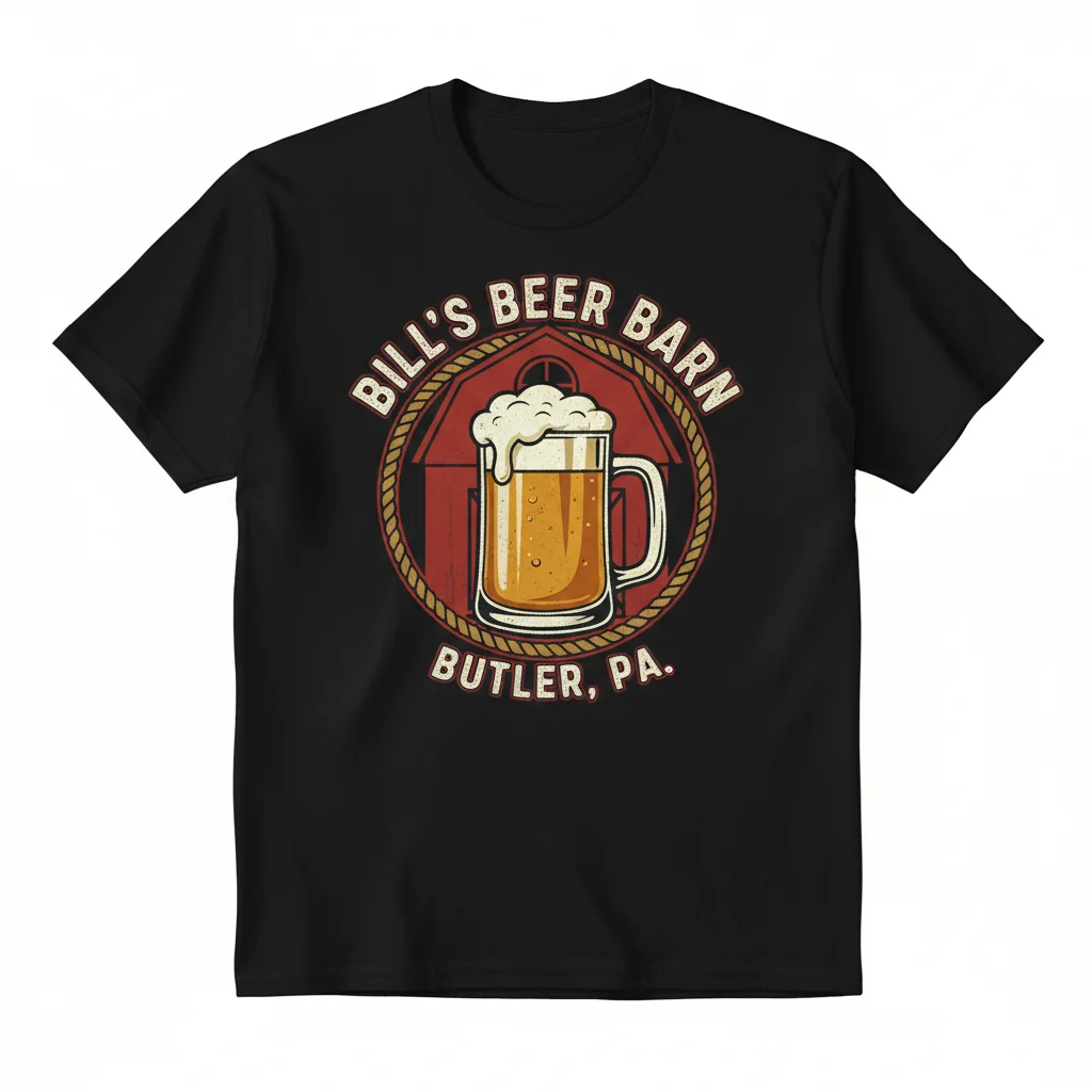Bill's Beer Barn Butler PA T-Shirt | Vintage Local Landmark Graphic Tee | Unisex Soft Cotton Shirt