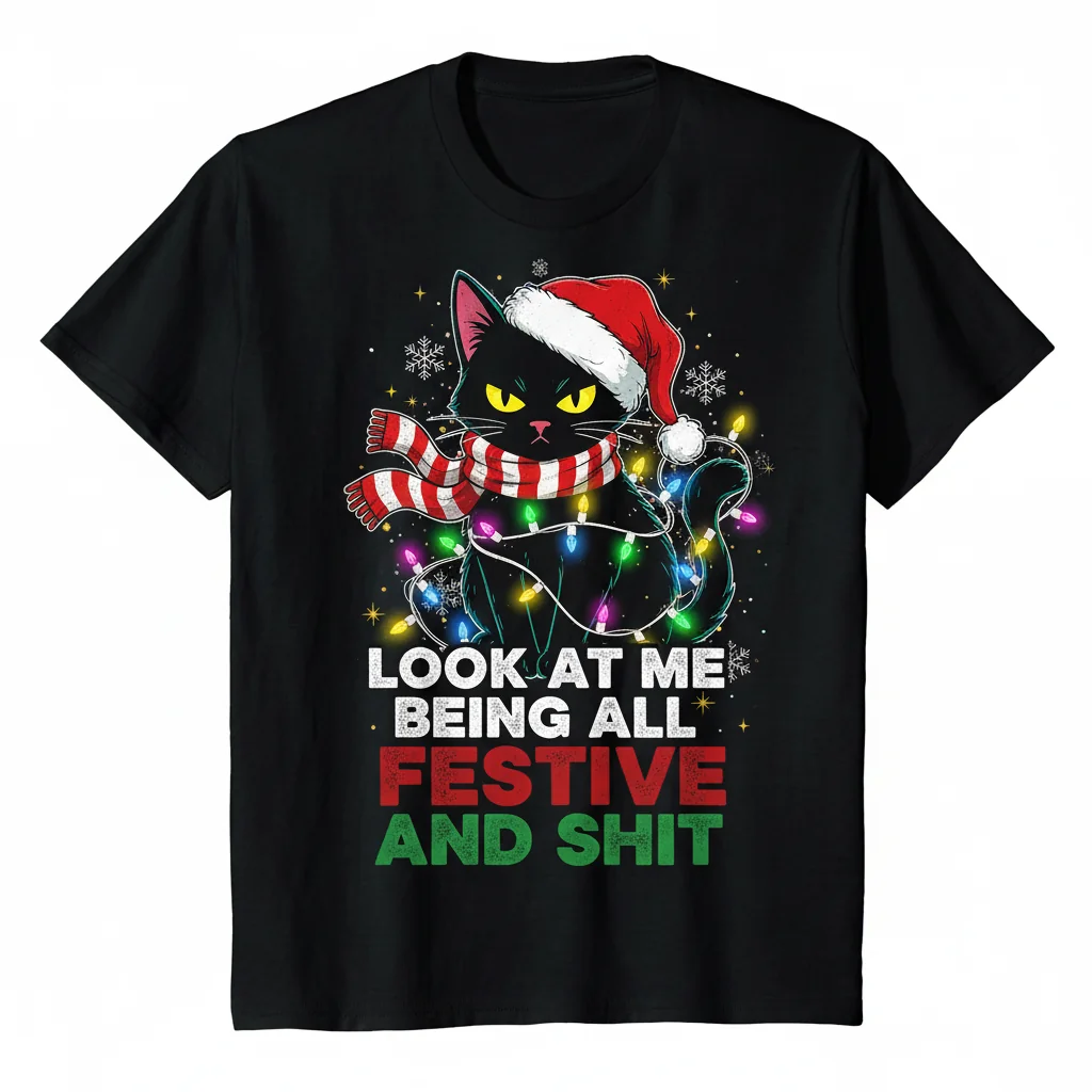 Black Cat Christmas: Festively Unapologetic Spirit Tee