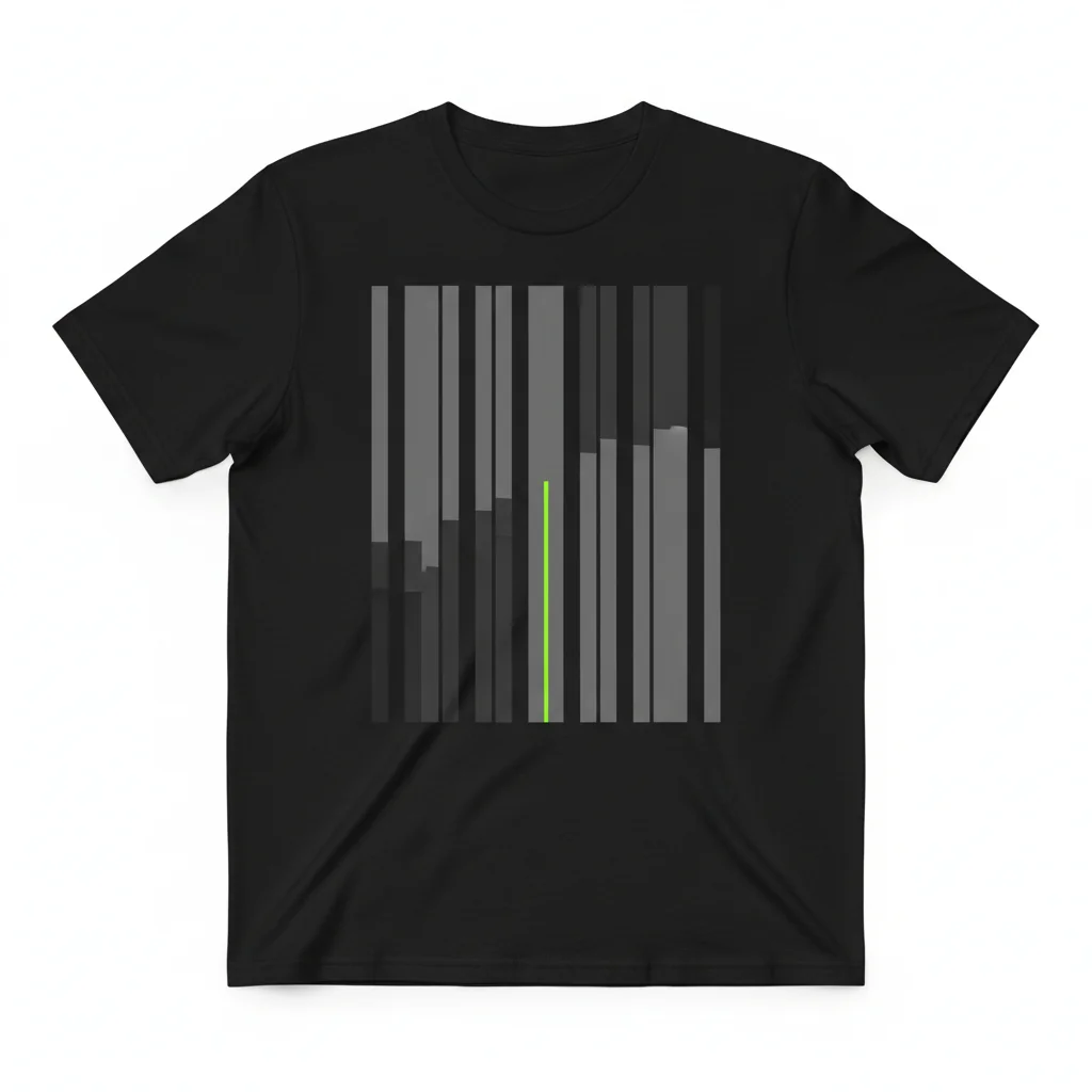 Black Grey Black Stripes Vertical Medium Striped Graphic T-Shirt