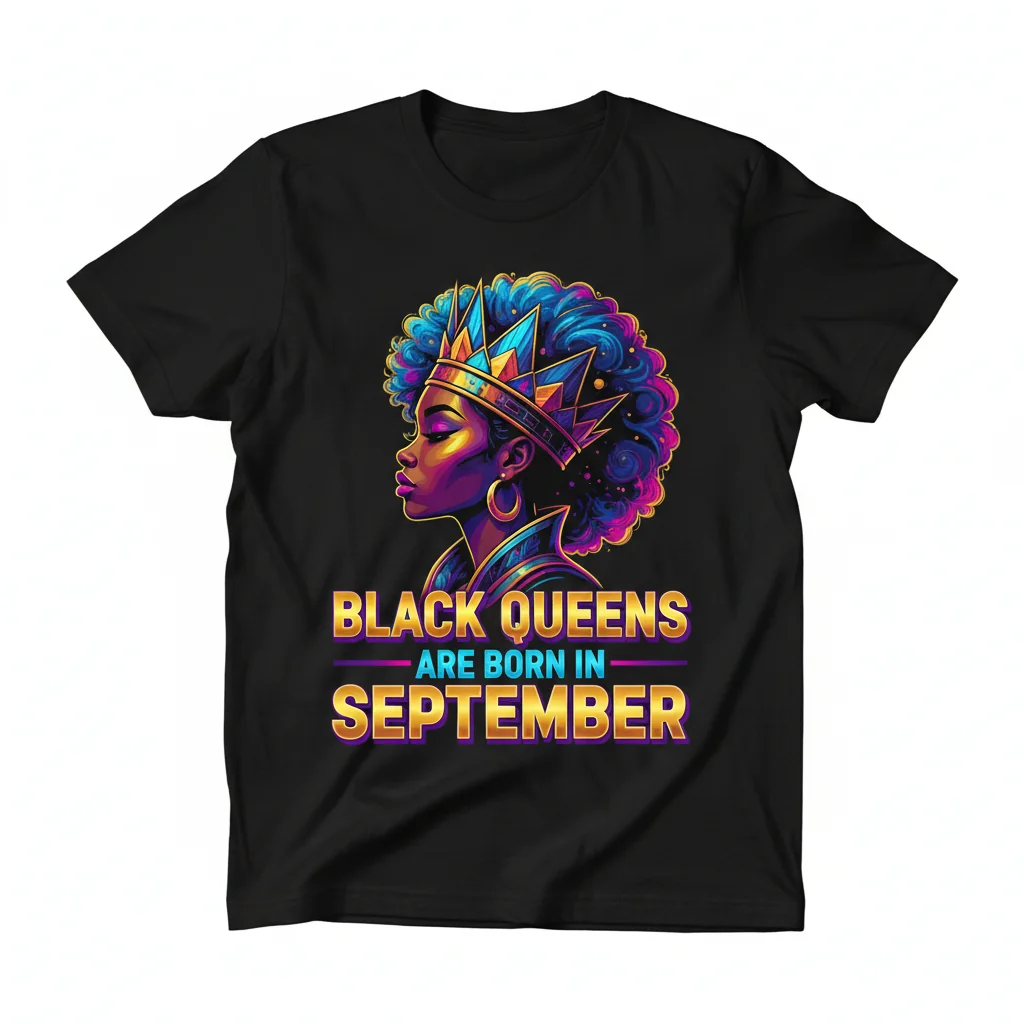 Black Queens Are Born In September T-Shirt - African American Birthday Tee