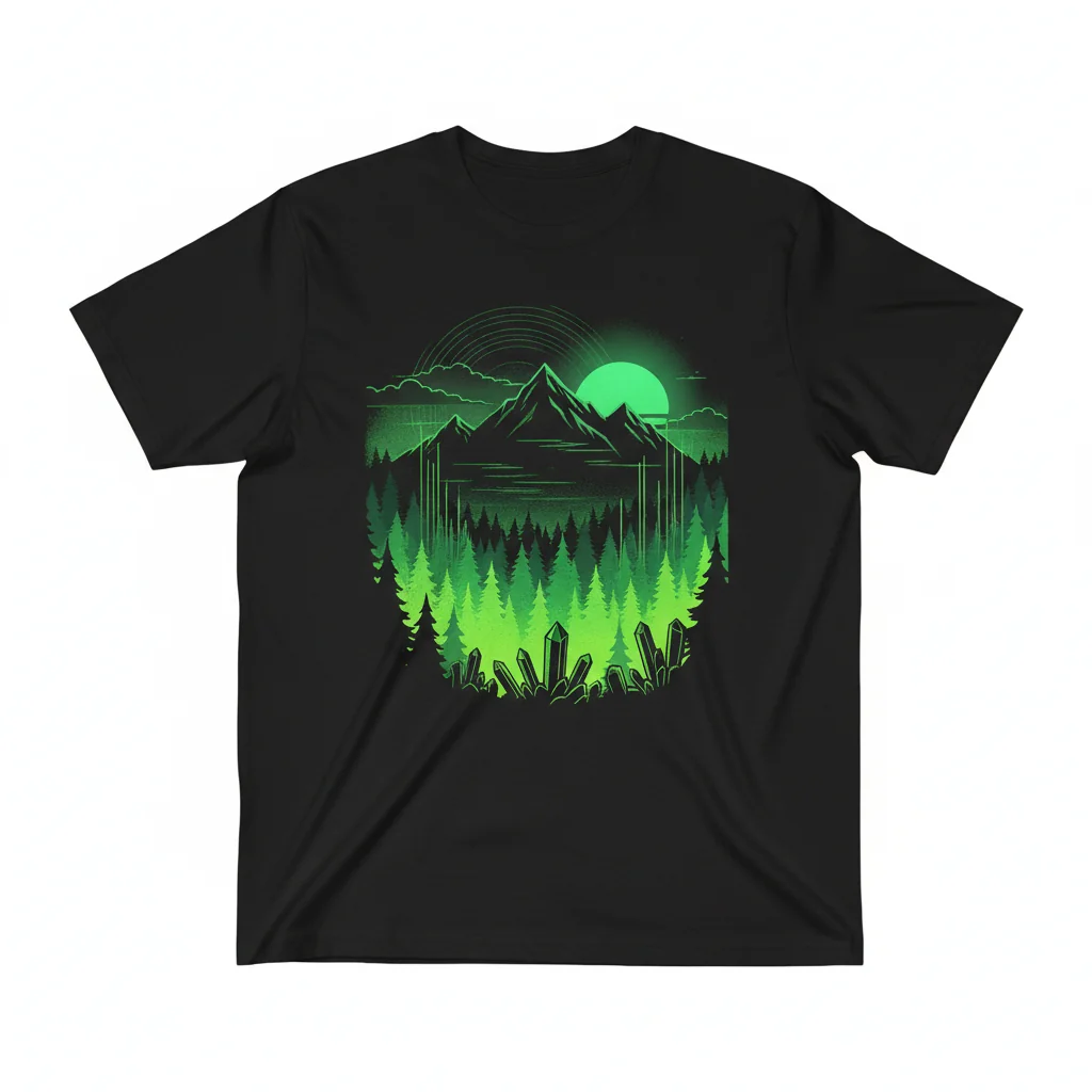 Gradient Ombre Graphic Tee: Black to Green Fade