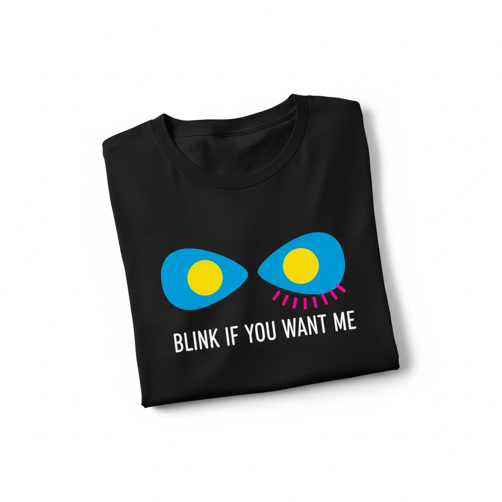 Blink If You Want Me Funny Slogan T-Shirt - Premium Cotton Graphic Tee