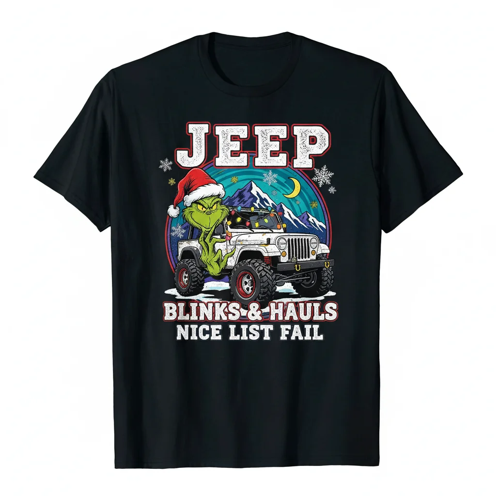 Blinks Grinch Jeep Hand Christmas Tee - Ultra-Durable & Fade-Resistant