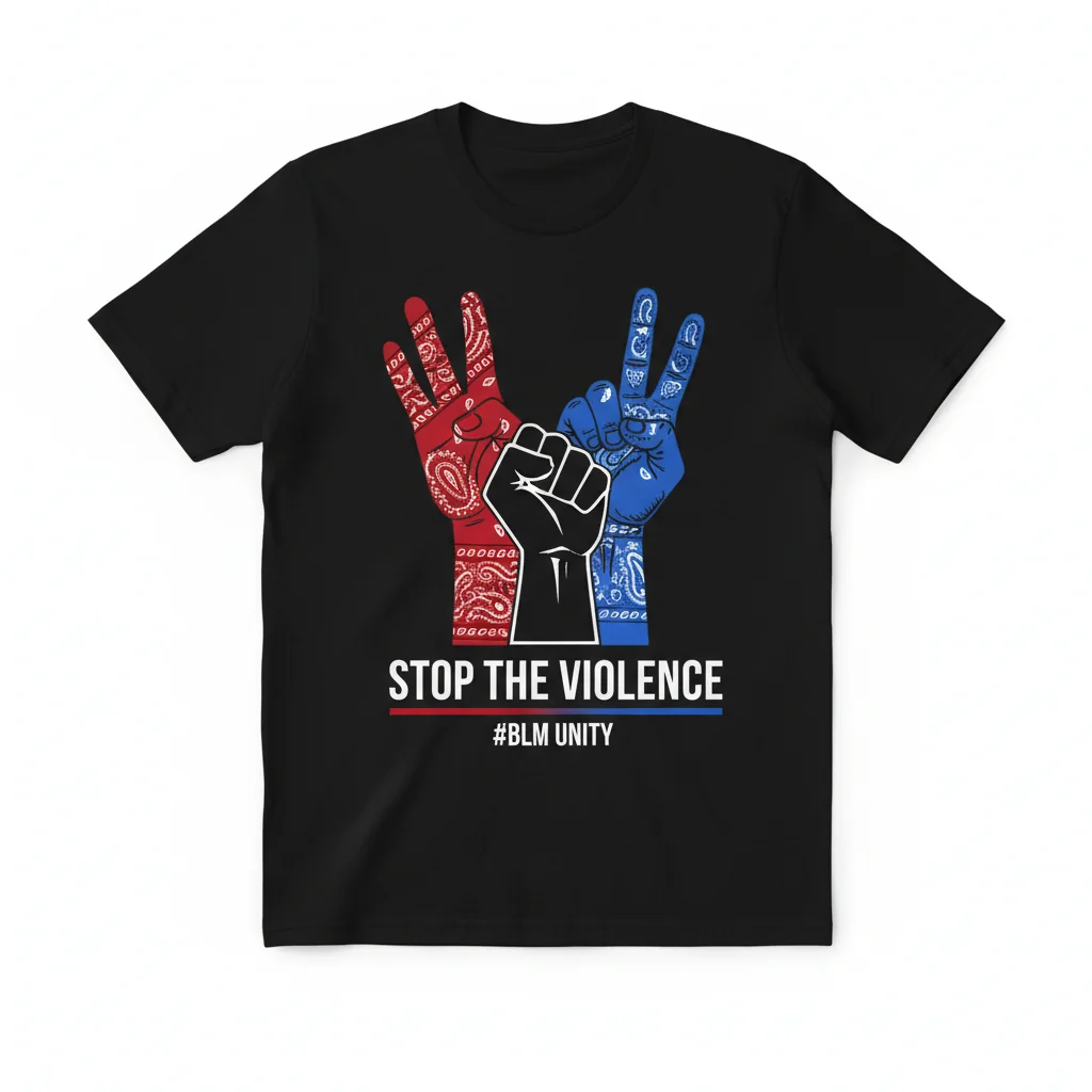 Blood & Crips Unity 'Stop The Violence' BLM Essential T-Shirt - Anti-Violence Apparel