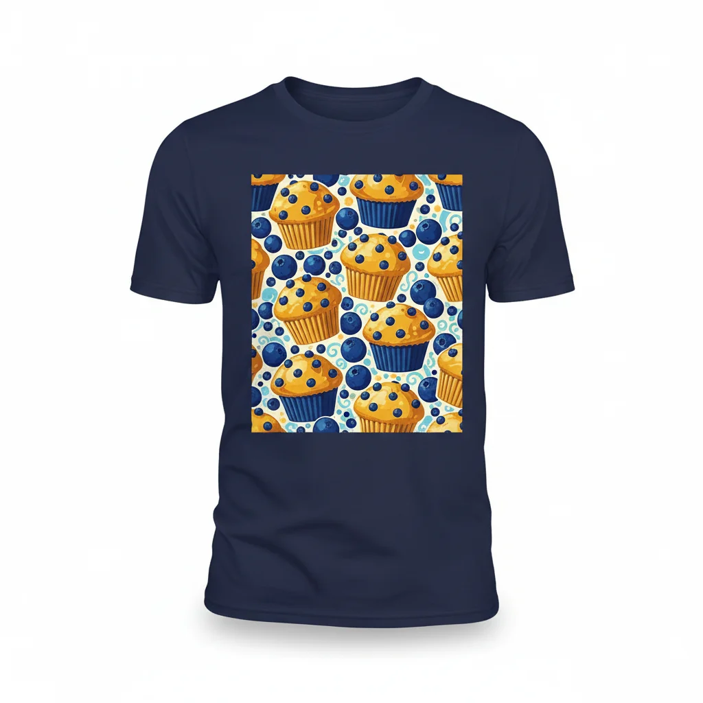 Blueberry Muffin Pattern Essential T-Shirt – Soft Cotton, Unisex Fit