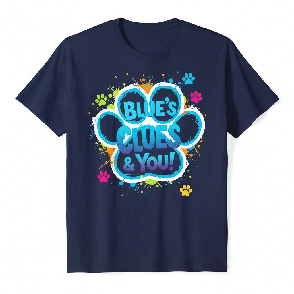 Blue's Clues & You Blue Paw Logo Essential T-Shirt | Premium Cotton Graphic Tee