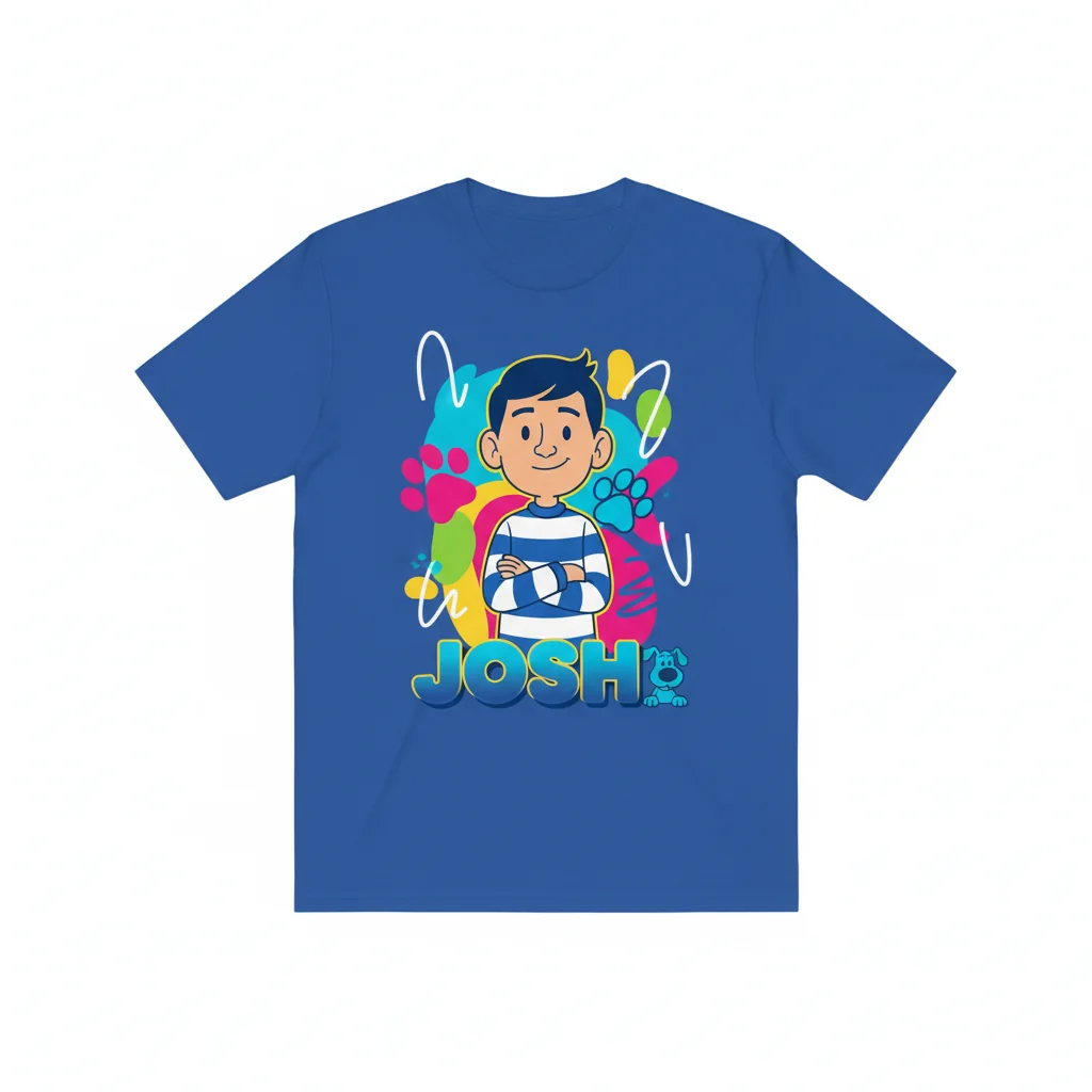 Camiseta Esencial a Rayas Azul con Retrato de Josh de Blue's Clues & You