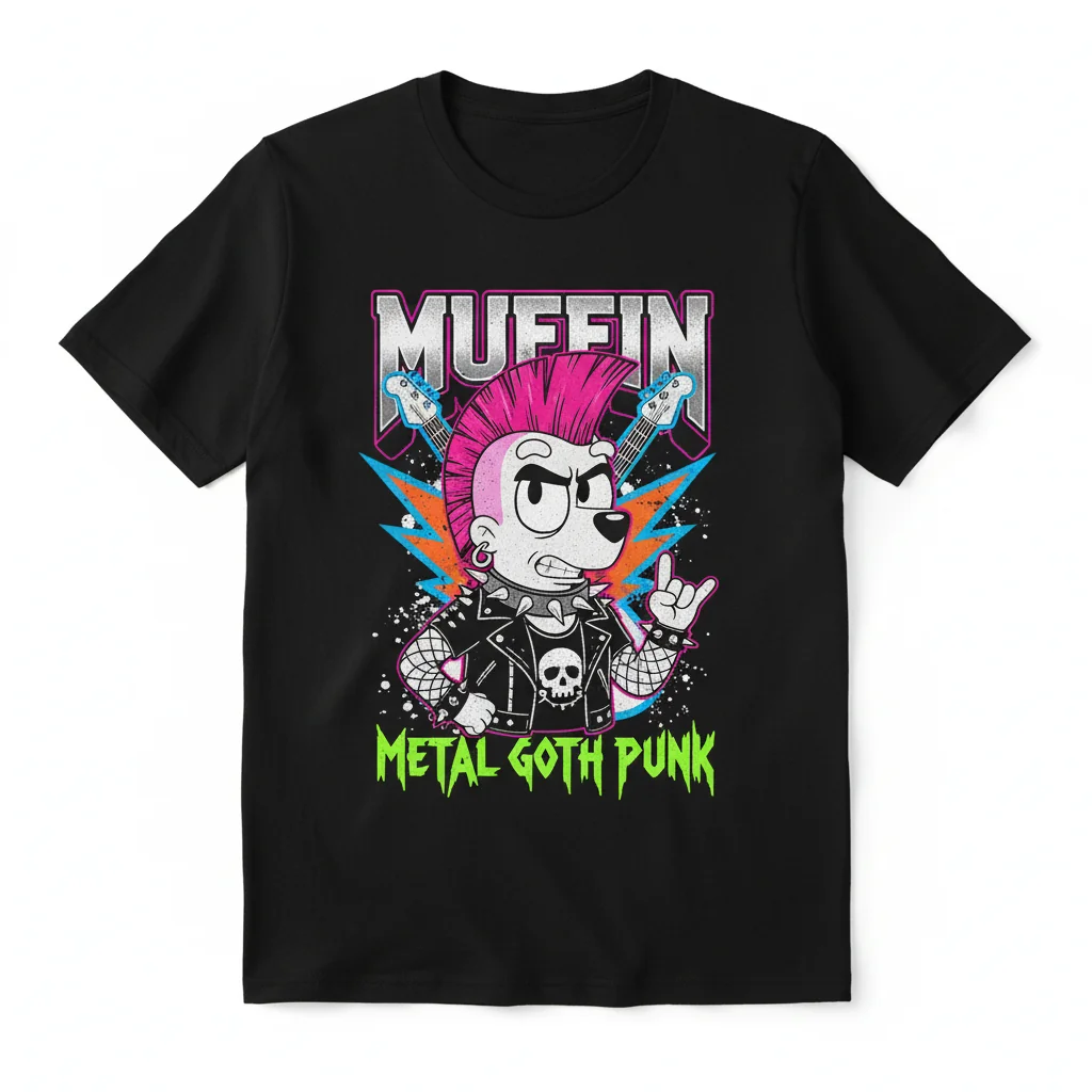 Bluey Muffin Metal Tee – Goth Punk Streetwear Essential