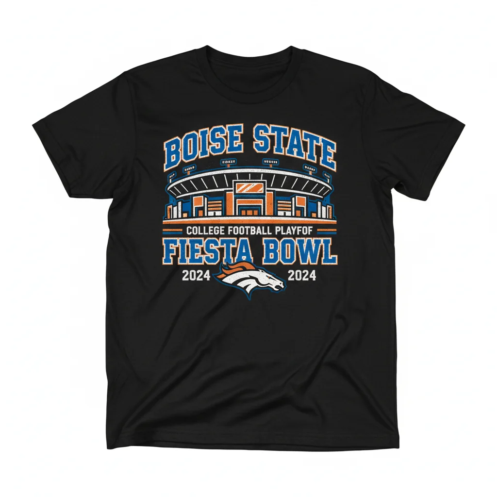 Boise State Broncos CFP Fiesta Bowl Official Stadium T-Shirt - Premium Cotton Tee