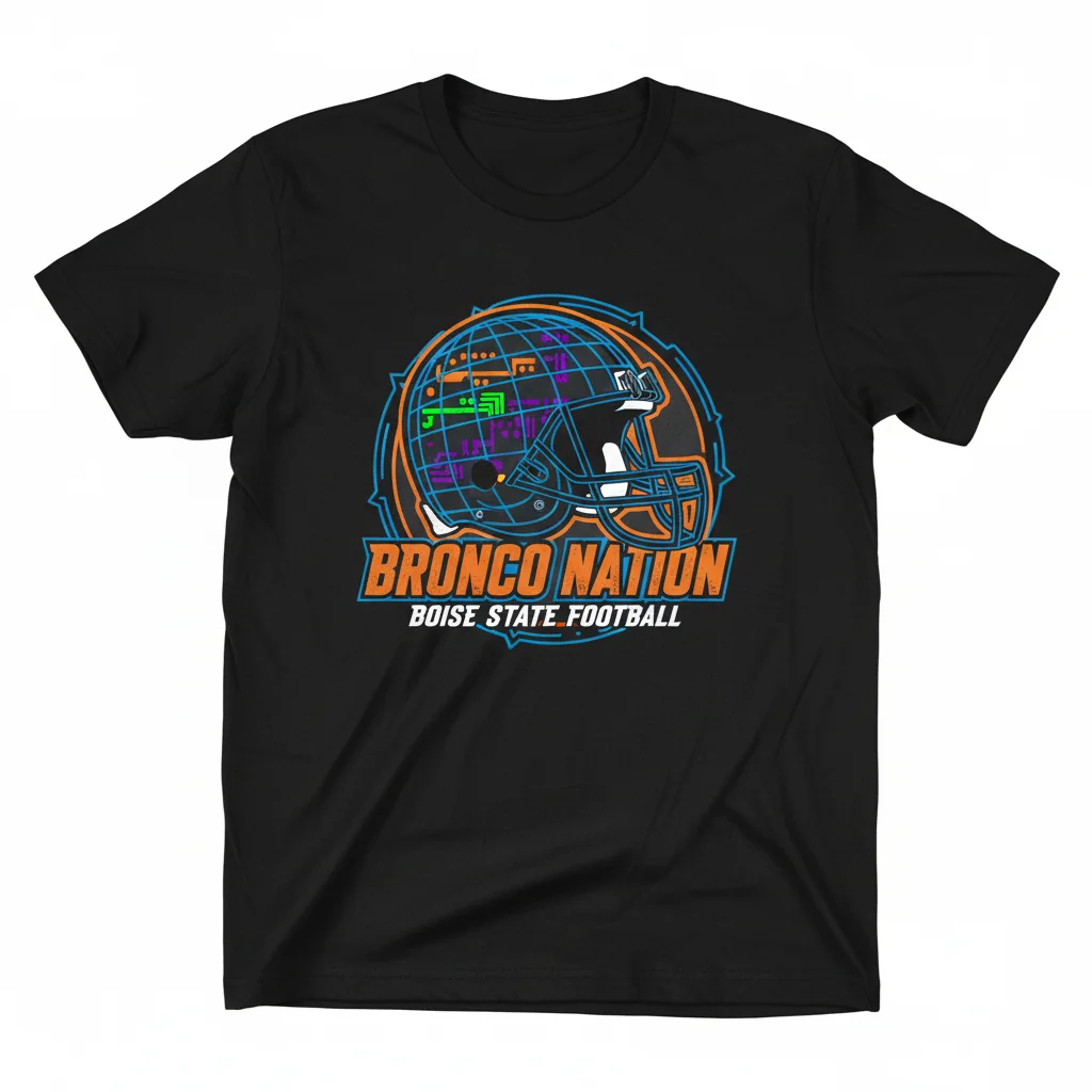 Bronco Nation Spirit: Boise State Football Helmet Grid Tee