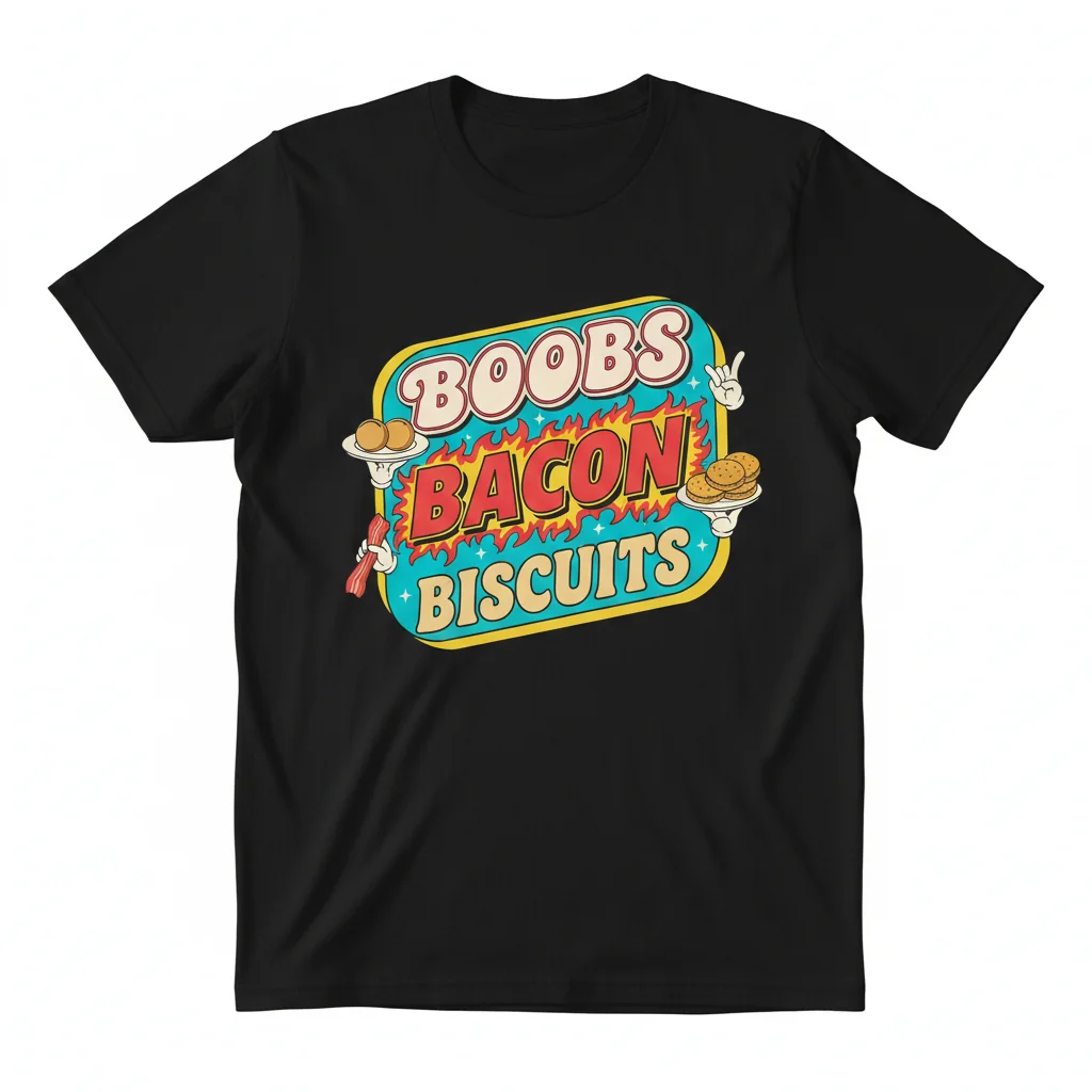 "Boobs Bacon Biscuits" - Your Everyday Art Essential T-Shirt