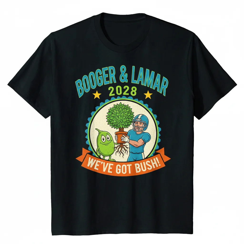 Booger and Lamar 2028 Political Satire T-Shirt - 'We've Got Bush'