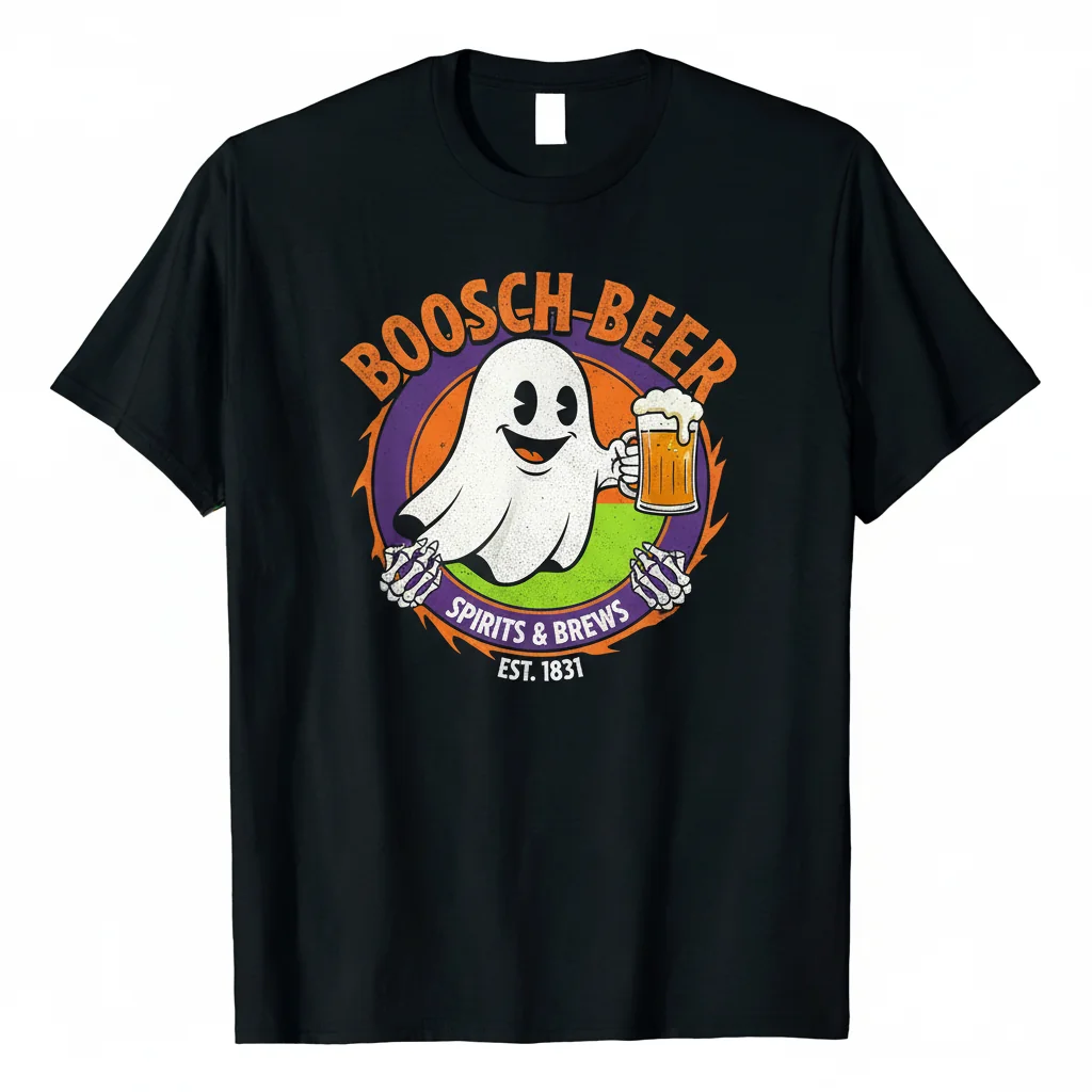Boosch Beer Ghost Halloween T-Shirt - Spooky Spirits Graphic Tee