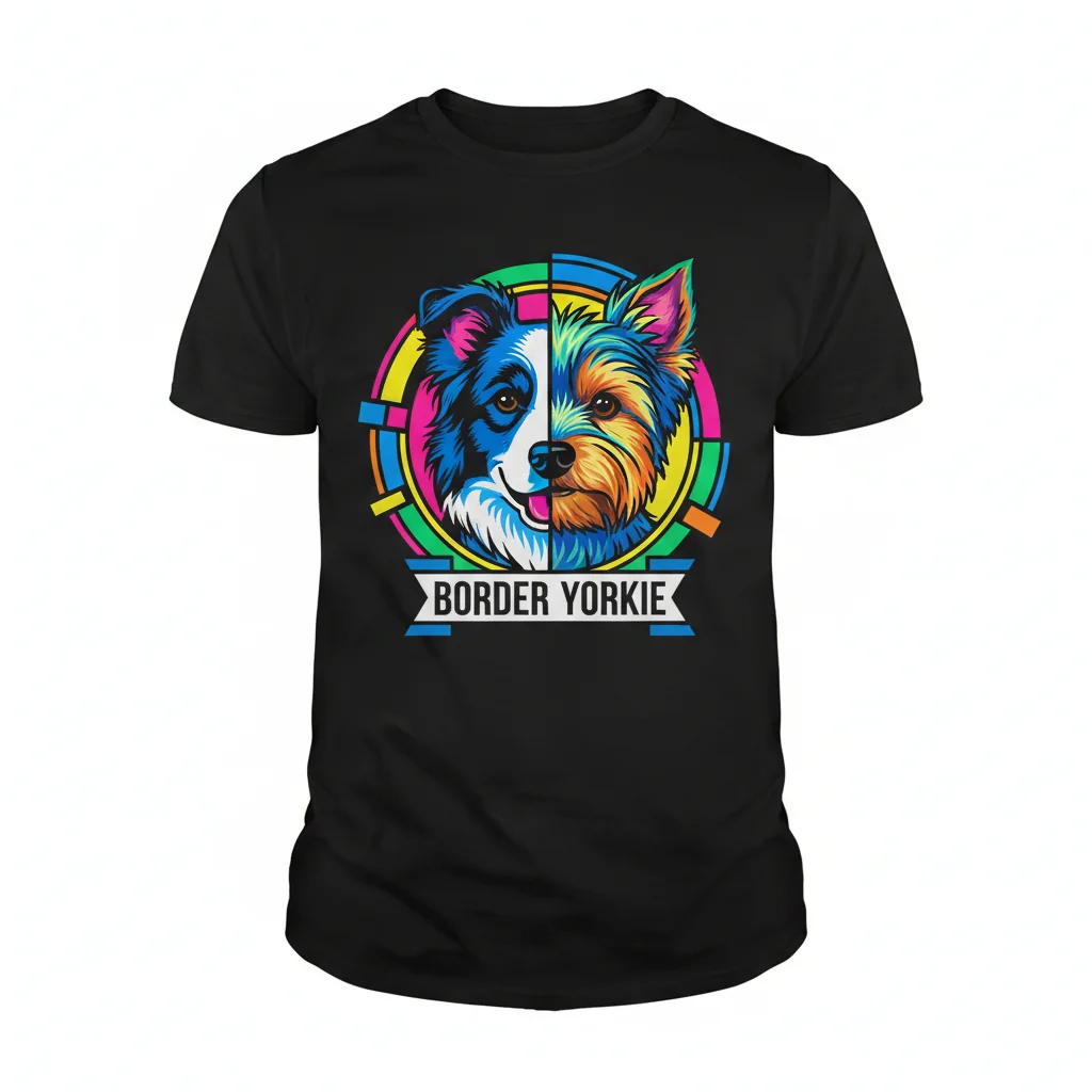 The 'Border Collie & Yorkshire Terrier Mix' Essential Tee - A Portrait of Joy