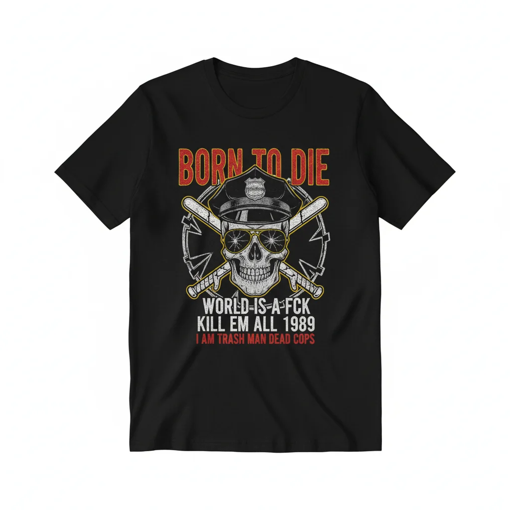 1989 Born to Die World is a F*ck Kill 'Em All Trash Man Dead Cops T-Shirt