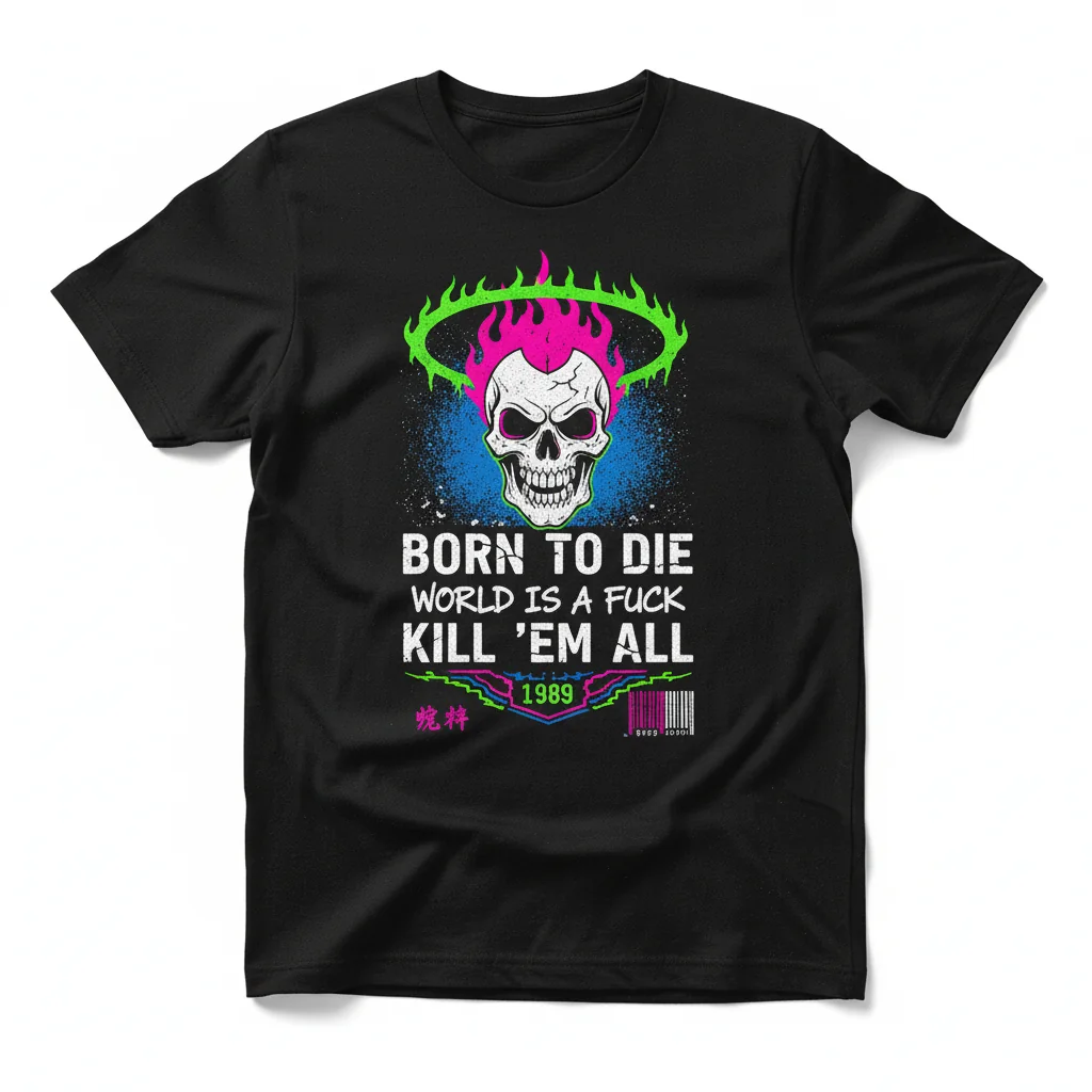 1989 'Born to Die World is a Fuck Kill 'Em All' Premium Essential T-Shirt – Unrivaled Durability & Comfort