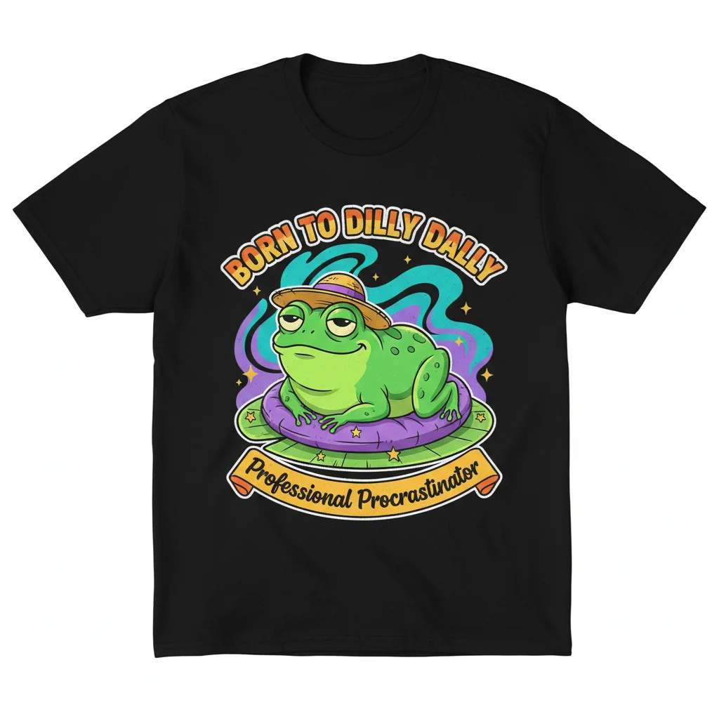 Born to Dilly Dally Frog Art Shirt | Premium Illustrated Tee