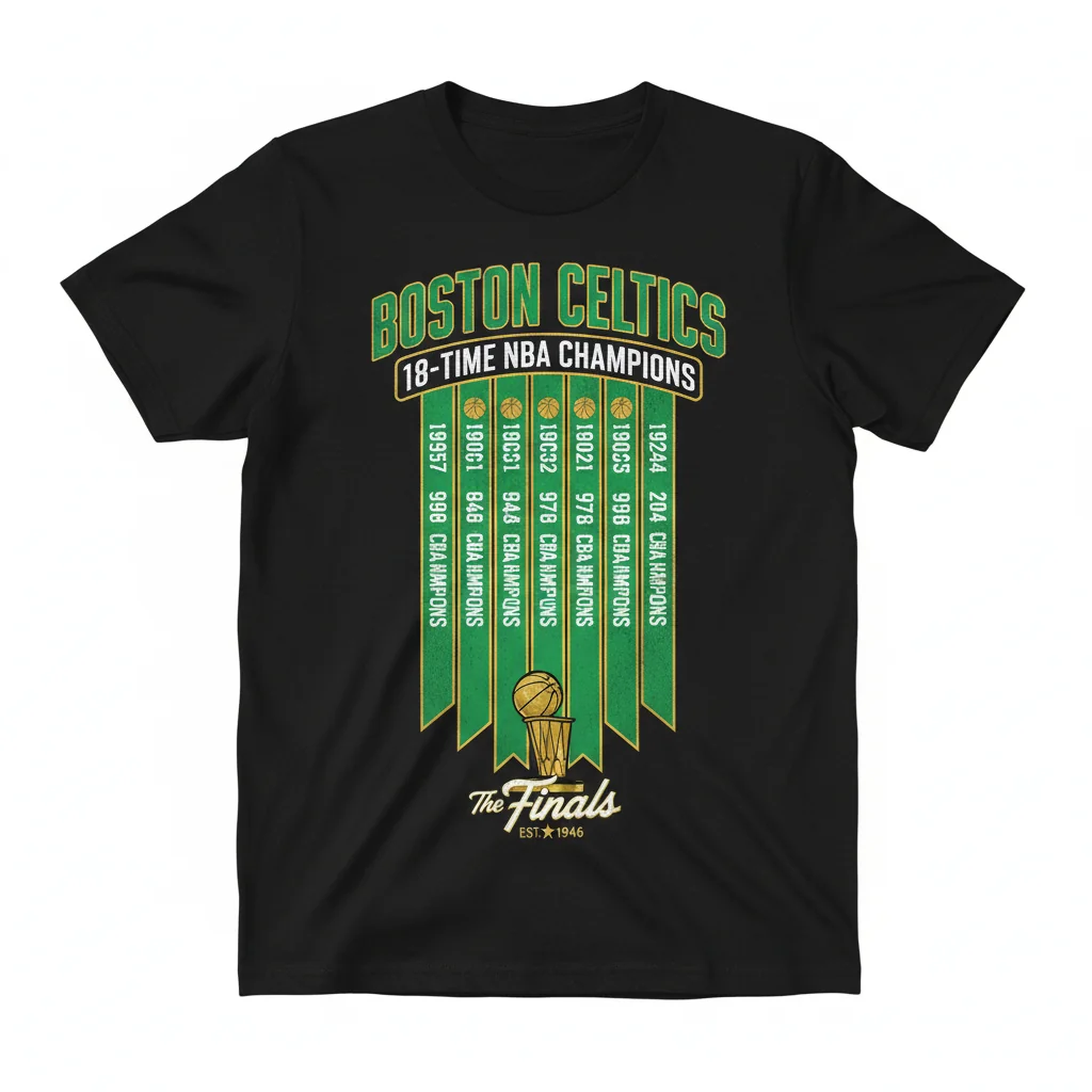 Celtics 18x NBA Champions Finals Banner T-Shirt – Unrivaled Quality & Comfort