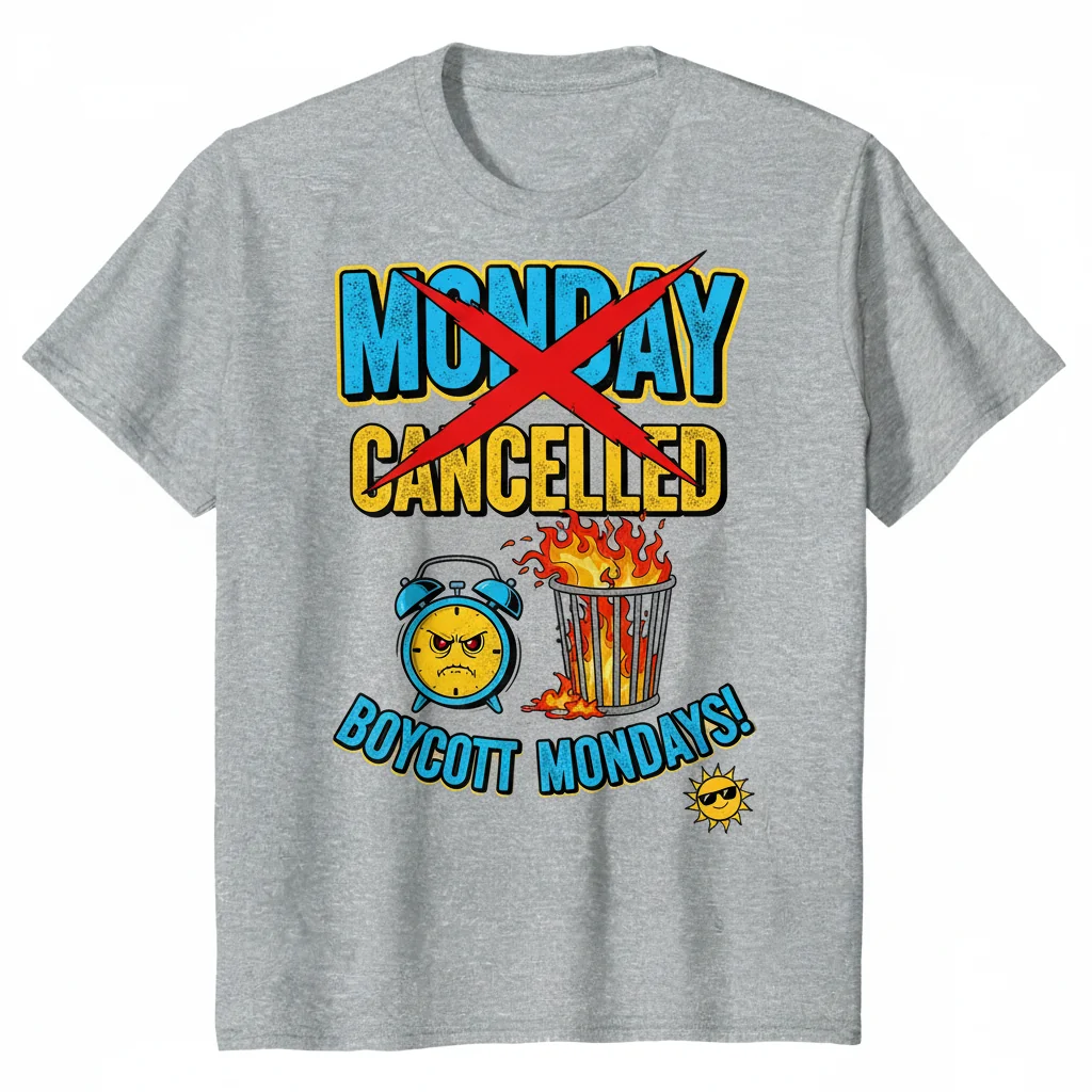 Boycott Mondays Anti-Monday Protest Slogan Tee - Funny Graphic T-Shirt